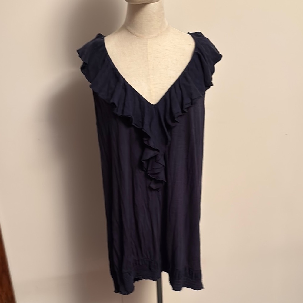INC International Concepts Navy Ruffle Tunic